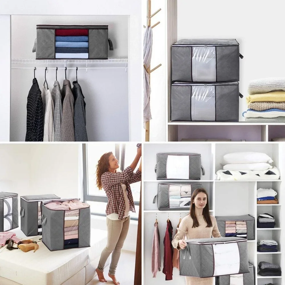 Large Folding Storage Bags (4 Pack) Anti Dust Clothes Storage Bags